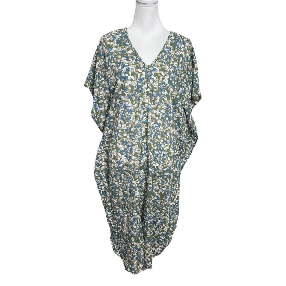 Mirth Bali Midi Dress Cotton Lagenlook Printed Women’s Size Large Missing Belt - Picture 4 of 14